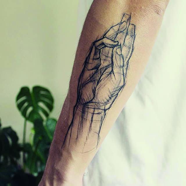 скетч тату рука