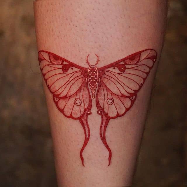 тату красная бабочка