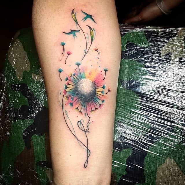 одуванчик тату цветная