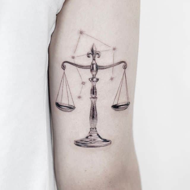 весы зодиак тату чб