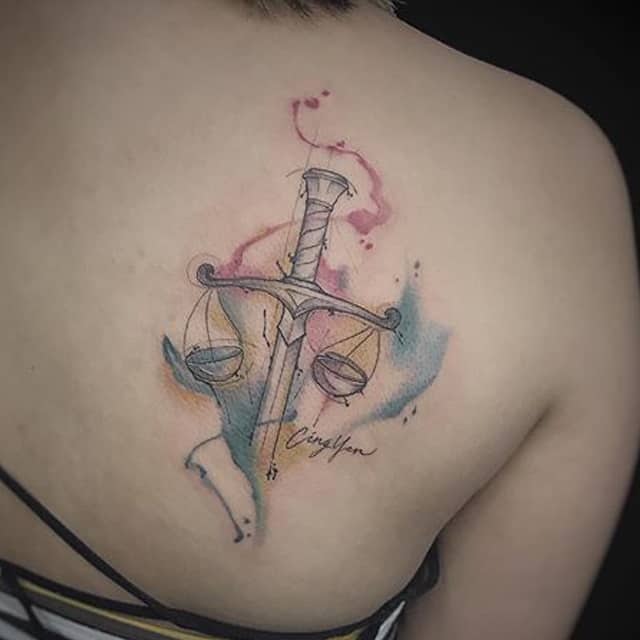 весы зодиак тату цвет