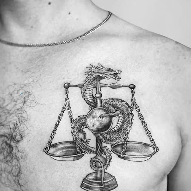 весы дракон тату