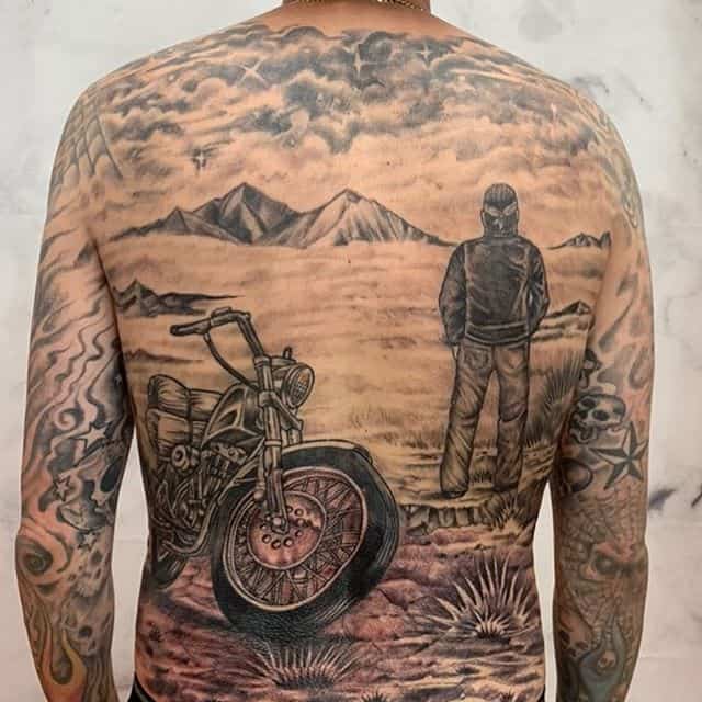Тату байкеров на спине