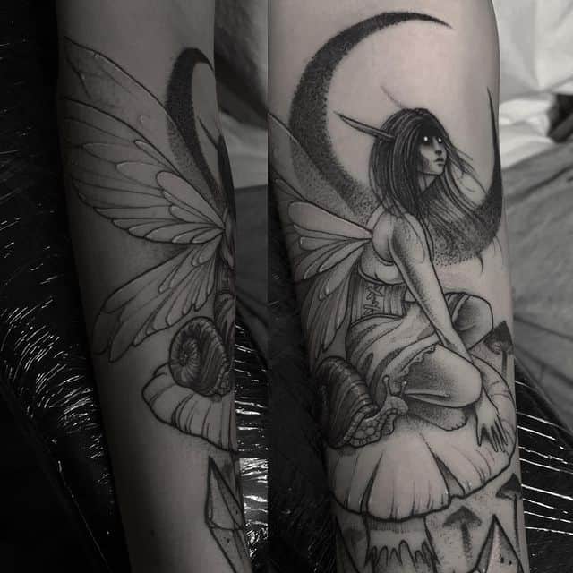 тату фея чб