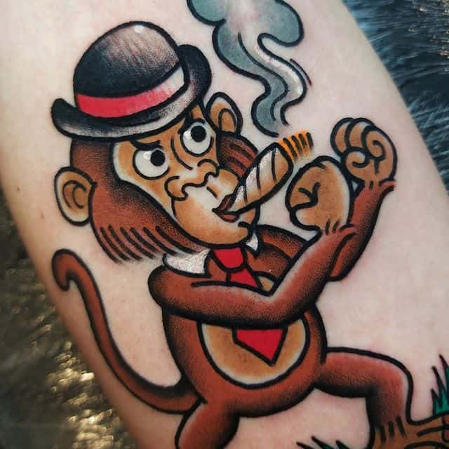 Тату обезьяна с сигаретой