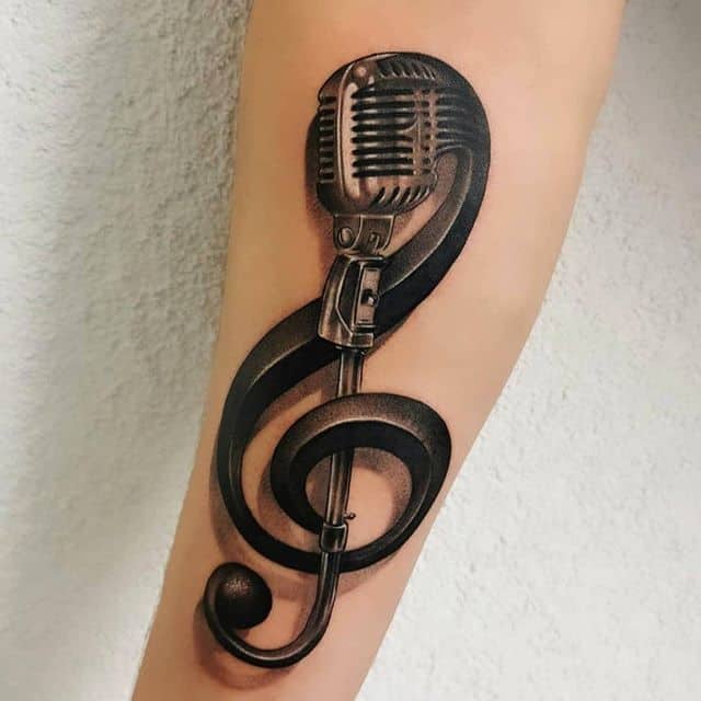 тату скрипичный ключ и микрофон