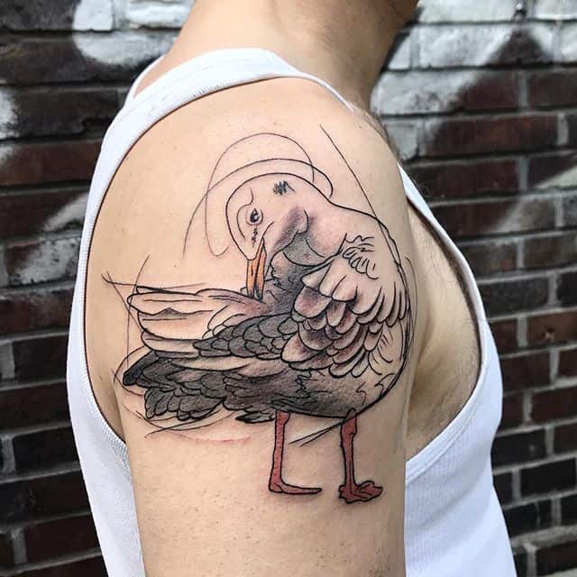 Тату чайка эскиз