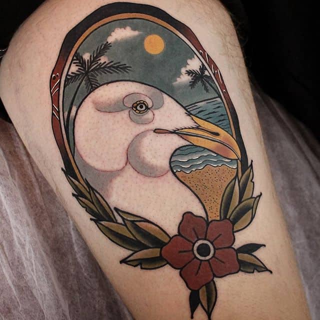 Тату чайка портрет