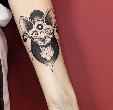 тату кот сфинкс