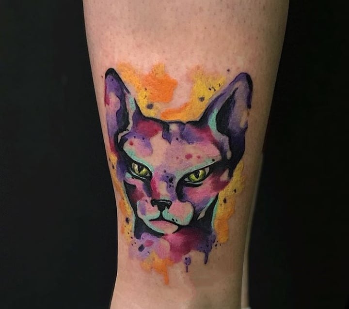 тату кота сфинкса