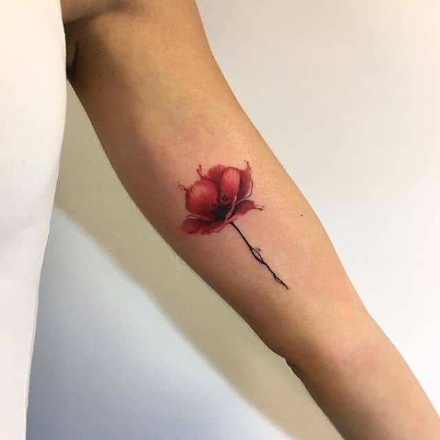 тату мак на руке