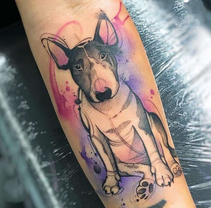 тату бультерьер акварель