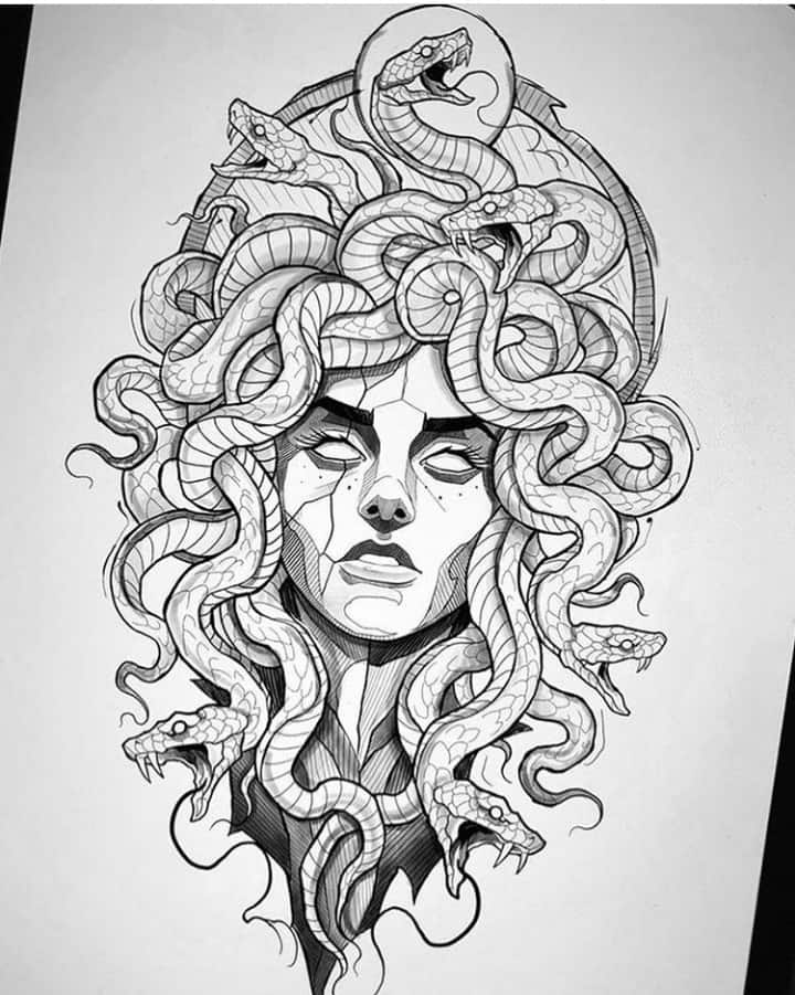 эскиз тату медуза горгона