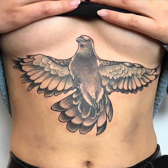 Голубь тату на груди