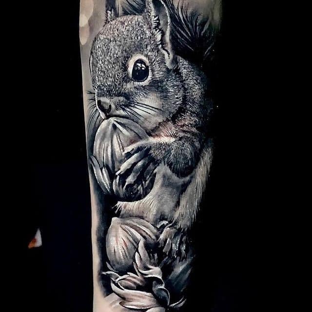 тату белка с орешком