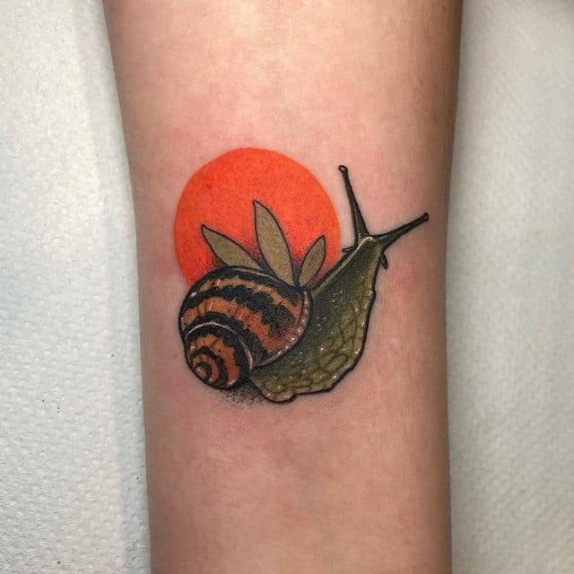 тату улитка цветная