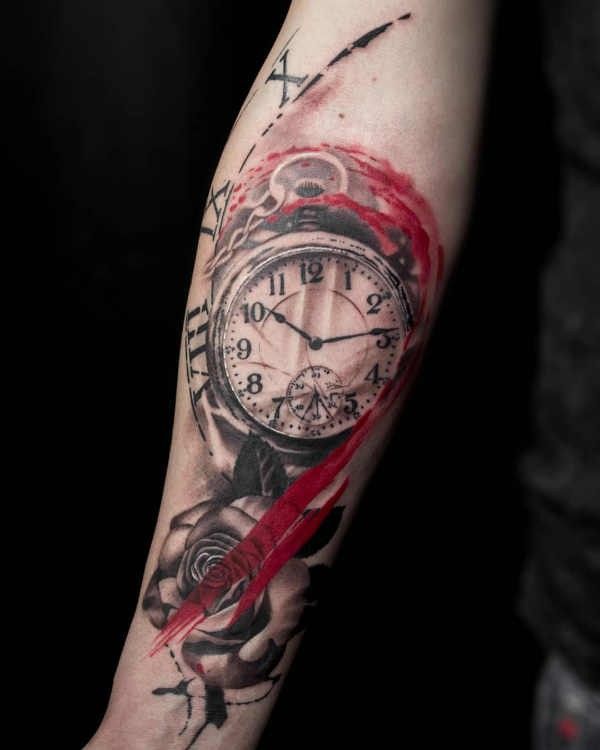 треш полька тату часы