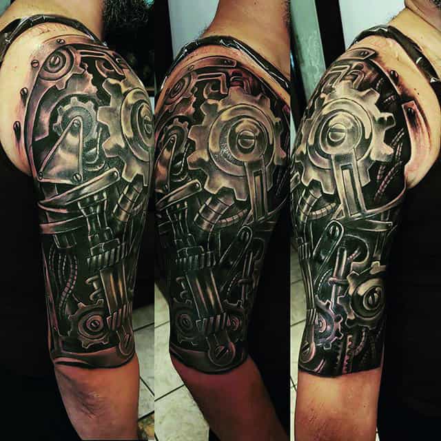 тату биомеханика шестеренки