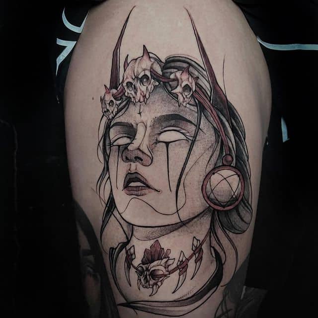 тату готика лицо
