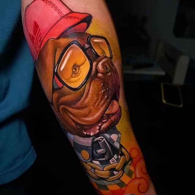 нью скул тату пес