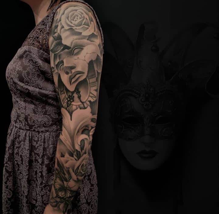 тату женский рукав красивый