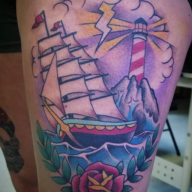 тату маяк олд скул