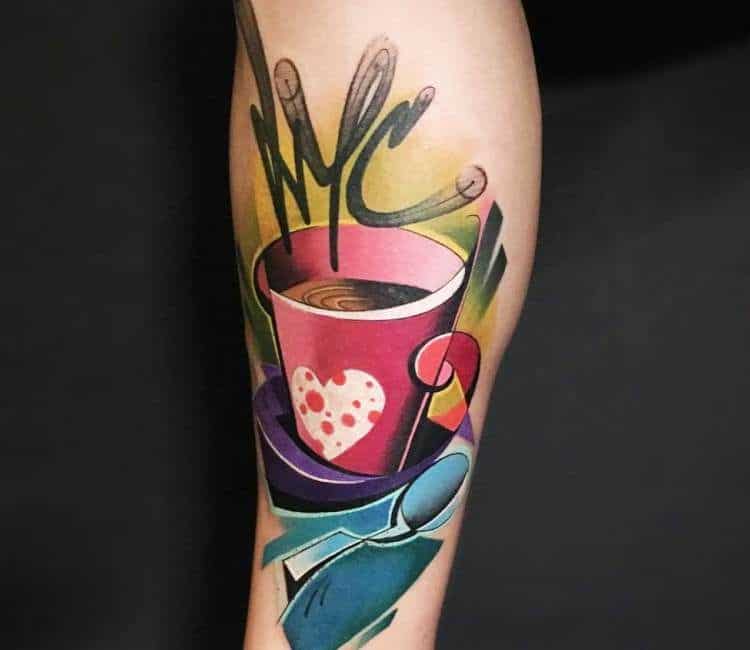 тату чашка кофе цвет
