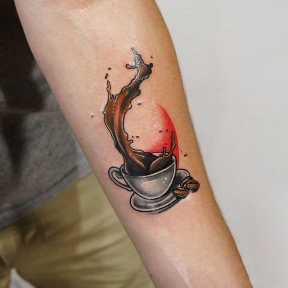 тату чашка кофе с зернами