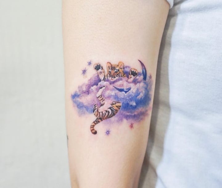 тату облако и кот