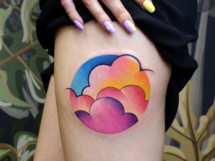 тату цветные облака
