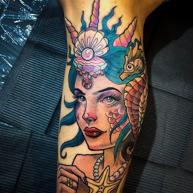 Тату лицо русалки
