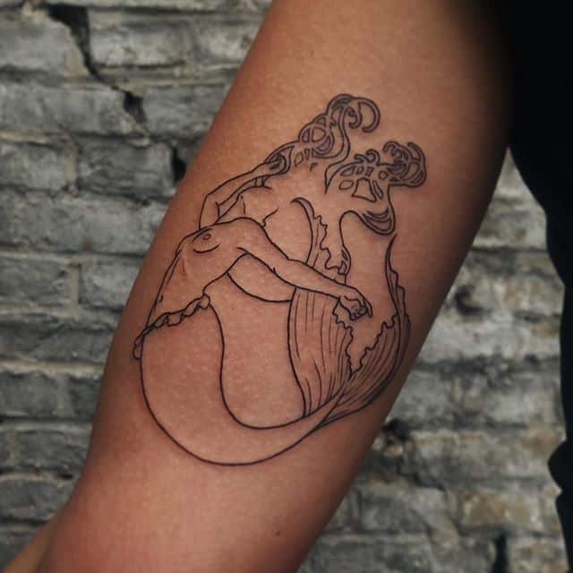 Русалка графика тату