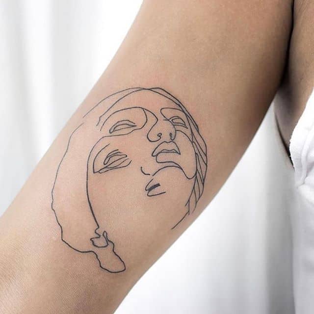 тату в одну линию лицо