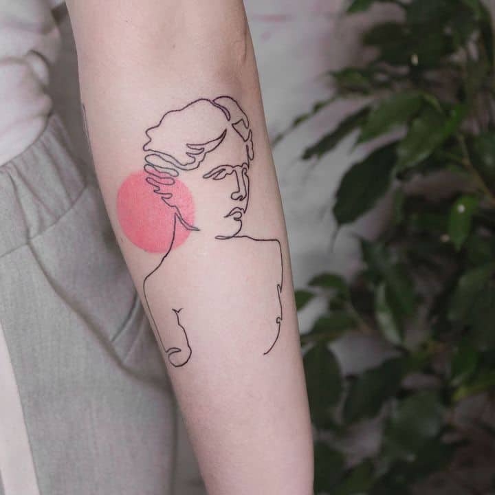 тату в одну линию лицо