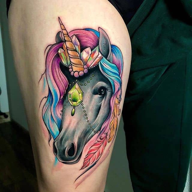 единорог тату цветное