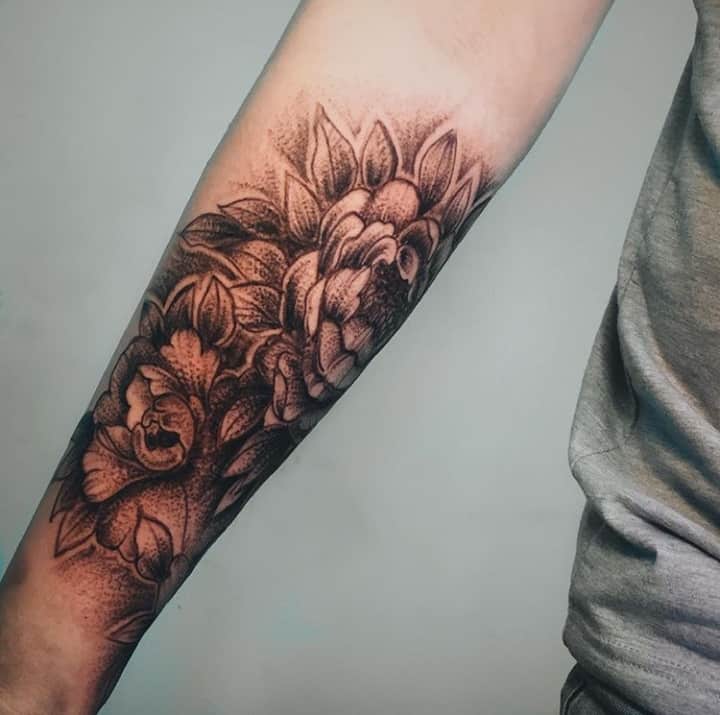 тату пиона для мужчин