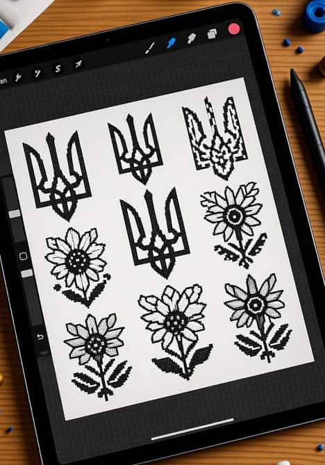 Ескізи з тризубом та вишиванкою