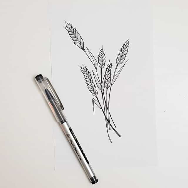 Ескіз тату колосок свободи з українською символікою