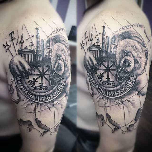 тату ведмідь і карта чб