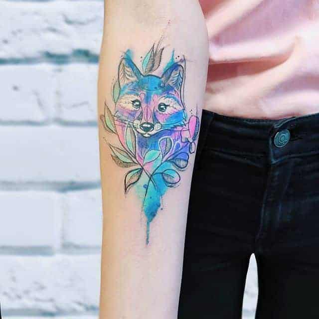 енот тату акварель