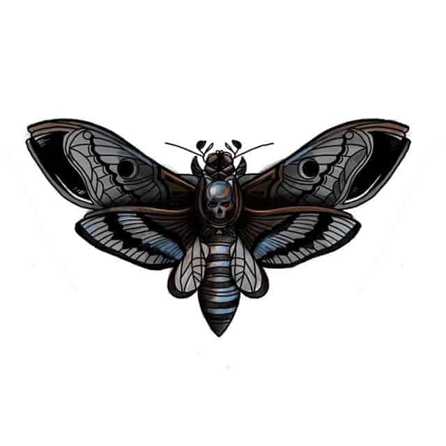 эскиз тату на шею мотылек