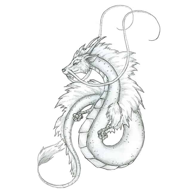 эскиз тату дракон японский