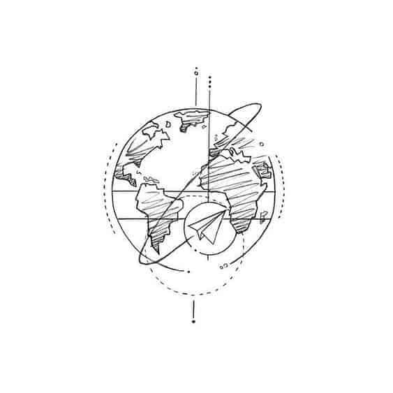 эскиз маленькая тату планета