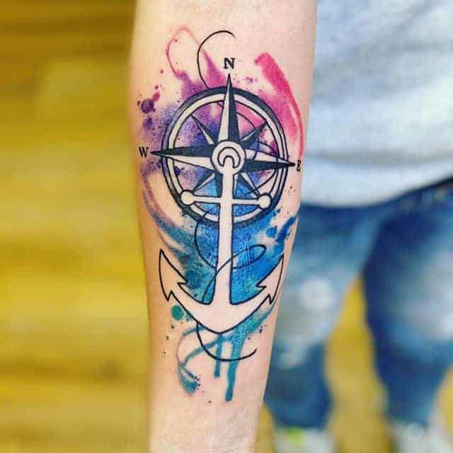 якорь и роза ветров тату