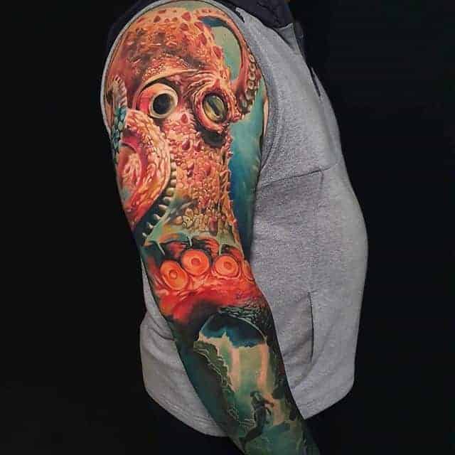 цветные тату рукав