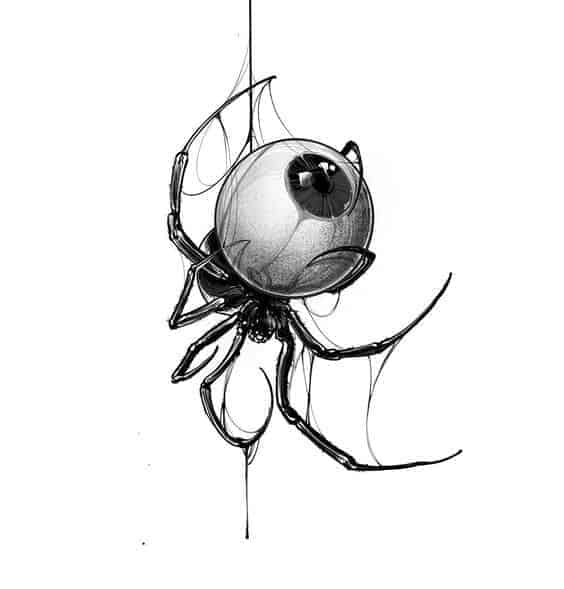 эскиз тату на шею паук