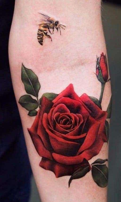 тату на внутренней стороне руки роза