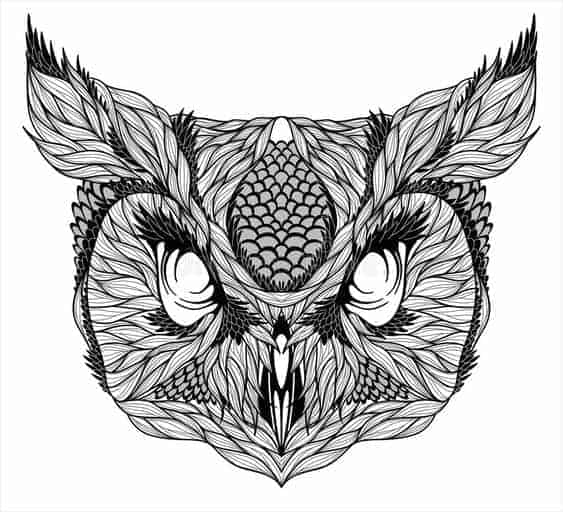 эскиз тату на шею сова