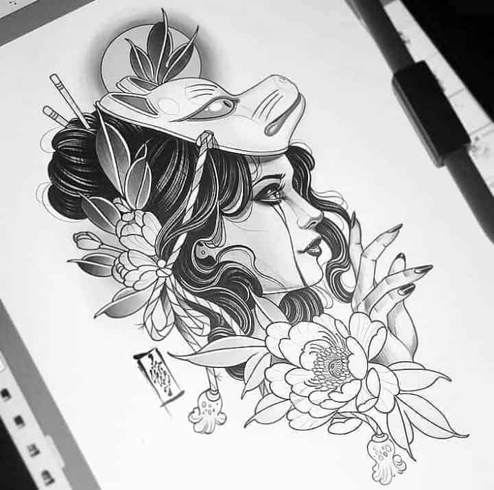 женский эскиз тату