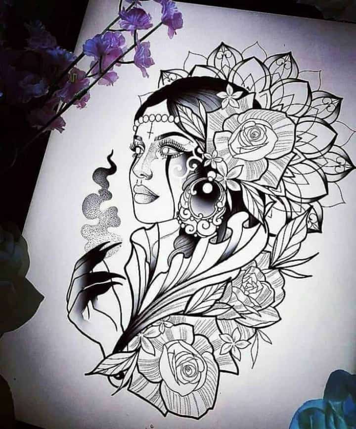 женский эскиз татуировки